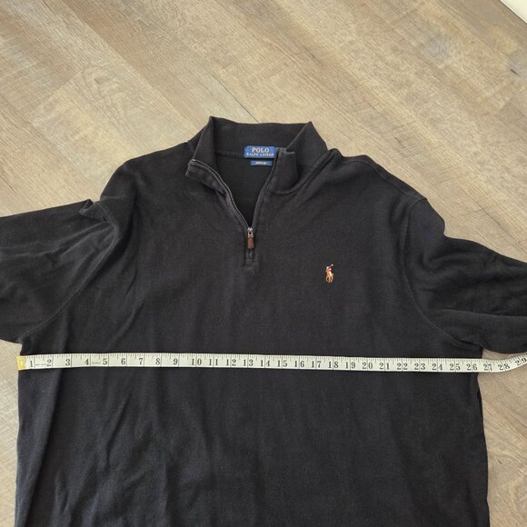 Polo Ralph Lauren Mens US XXL Cotton Black Estate Rib 1/4 Zip Pullover Sweater - Picture 7 of 8